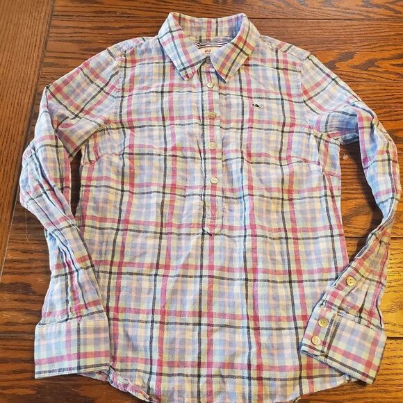 Vineyard Vines Palmetto Plaid Popover Sz 00 - Picture 1 of 6